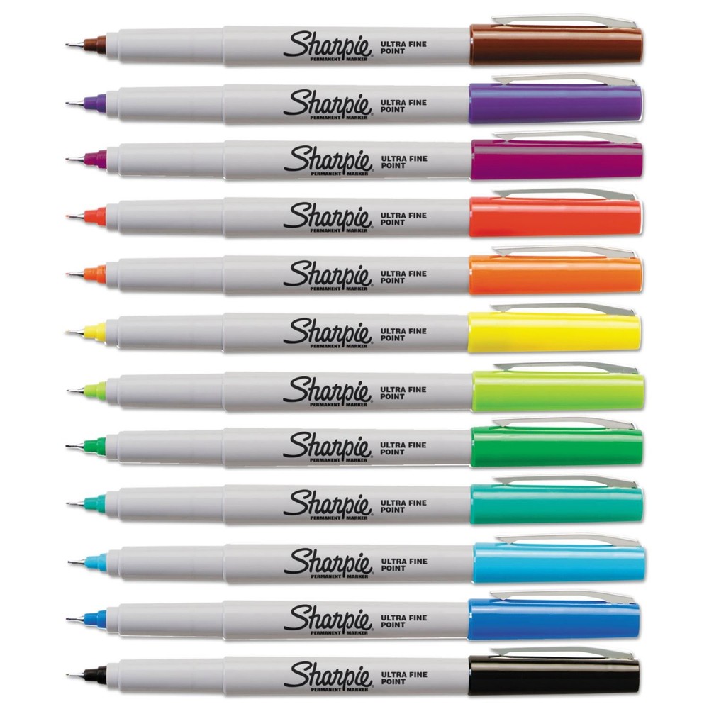 Sharpie Permanent Markers Ultra Fine Point Assorted Colors 12 Count