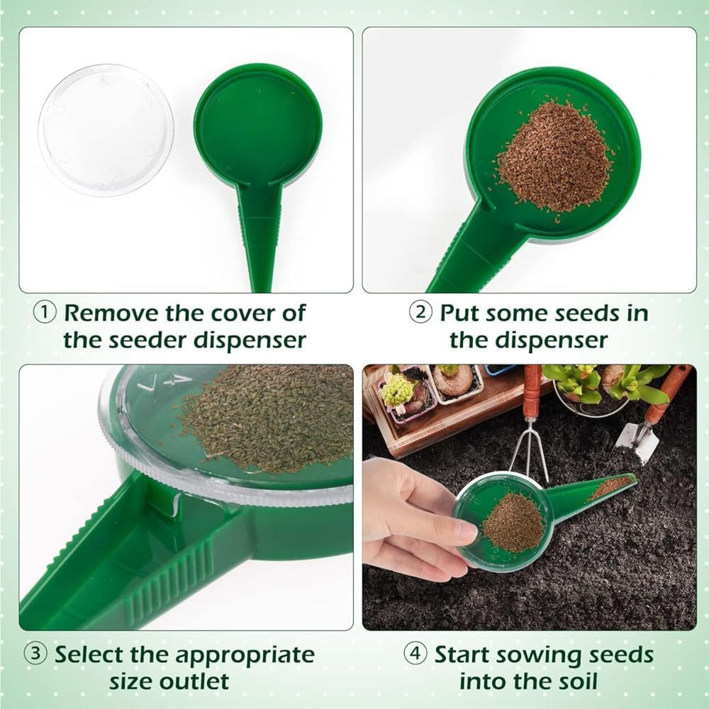 Seed Dispenser Sower Tool Set – 3 Pack Adjustable Garden Seeding Tools with 5 Se