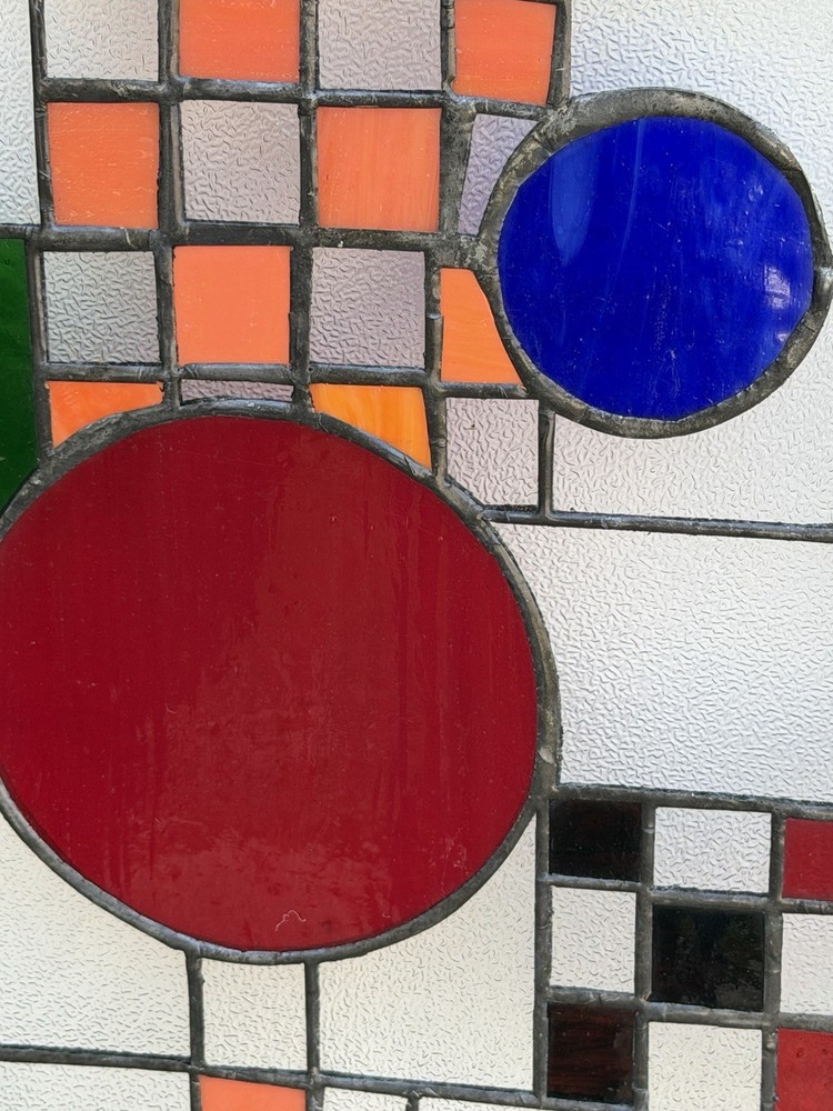 After FRANK LLOYD WRIGHT Beautiful Stained Glass Window Panel 40” Suncatcher