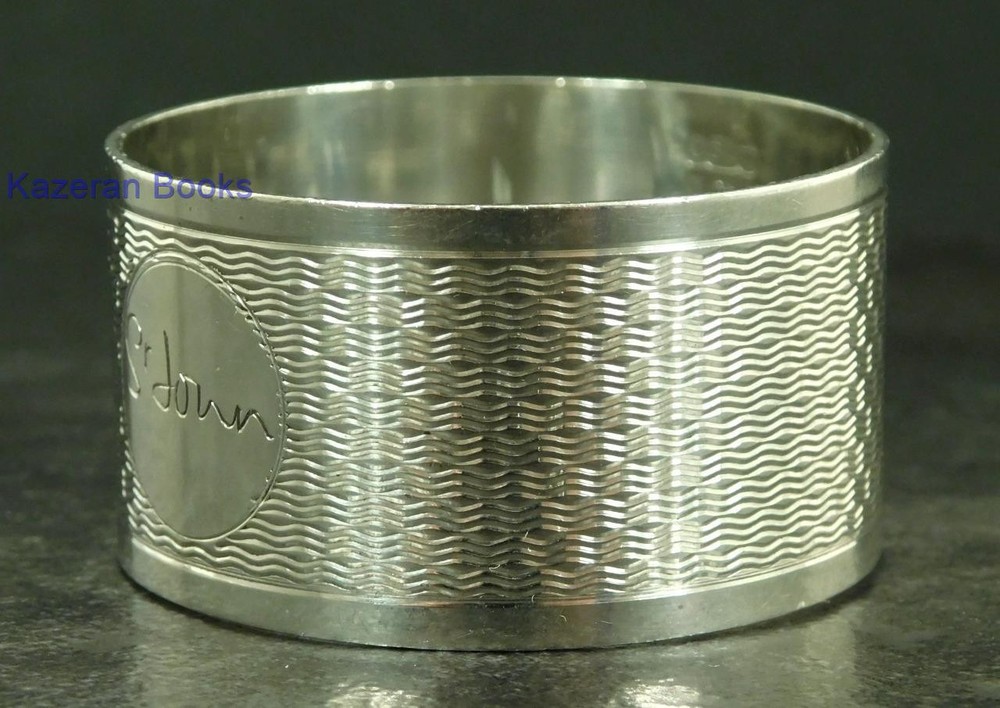 Vintage Solid Sterling Silver Napkin Ring 1971 By J Gloster Ltd 'Sr John'