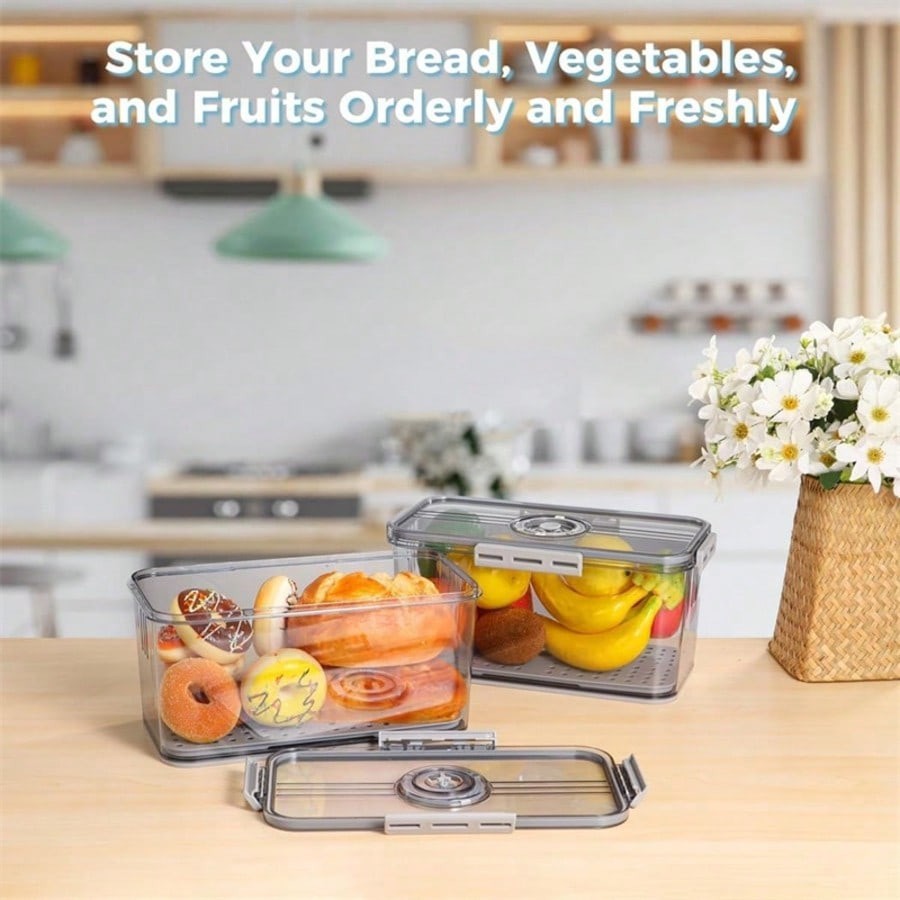 2PCS Airtight Bread Box Set – Large Kitchen Counter Bread Storage Containers ...