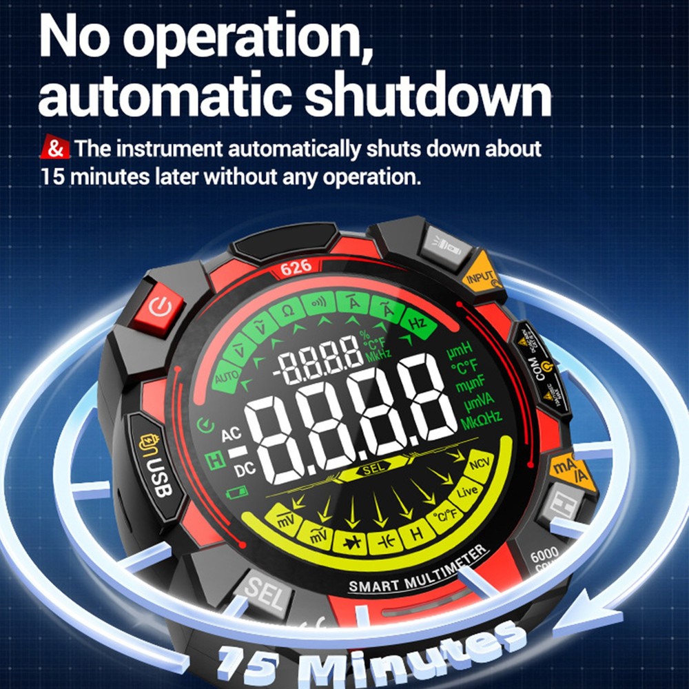 6000 Counts Multimeter With Backlit Display For Electricians WUJF