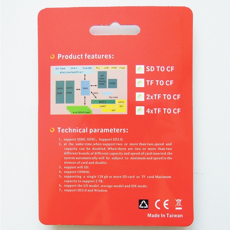 Speed SDXC SDHC SD to CF Compact Flash Memory Card Reader Adapter Type I High