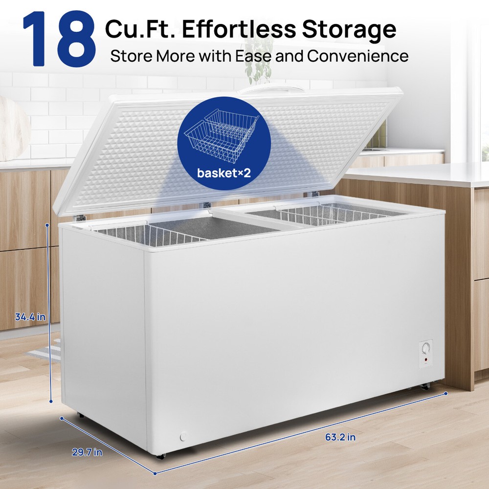 Smad 18 Cu.Ft Chest Deep Compact Freezer with Adjustable Thermostat Control