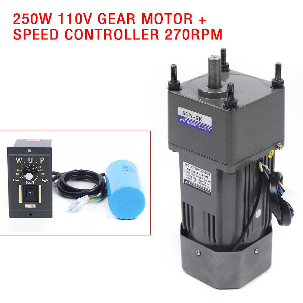 250W 110V AC Gear Reduction Motor Electric+Variable Speed Control Reversible New