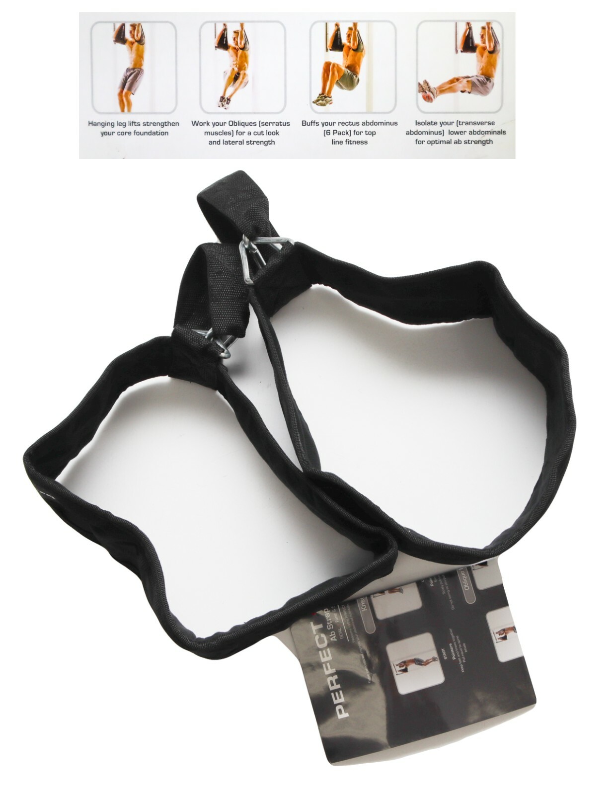 New Ab Straps Black Perfect Pull Up Work Out Crunch Leg Lifts Core Home Workout