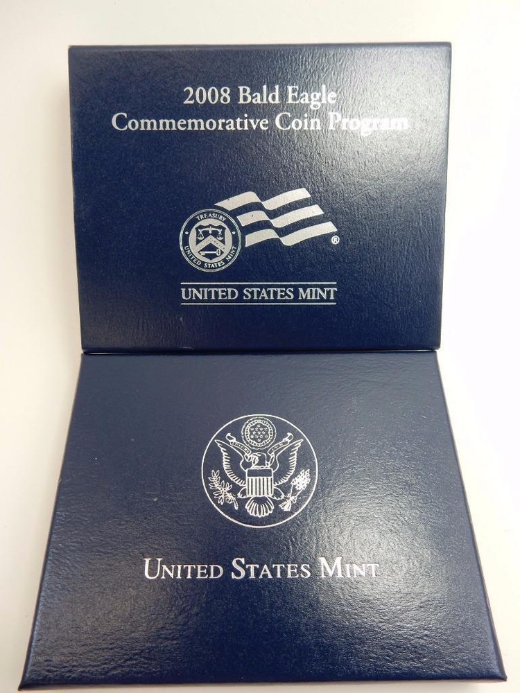 2008 BALD EAGLE COMMEMORATIVE, PROOF CLAD HALF DOLLAR IN BOX & COA