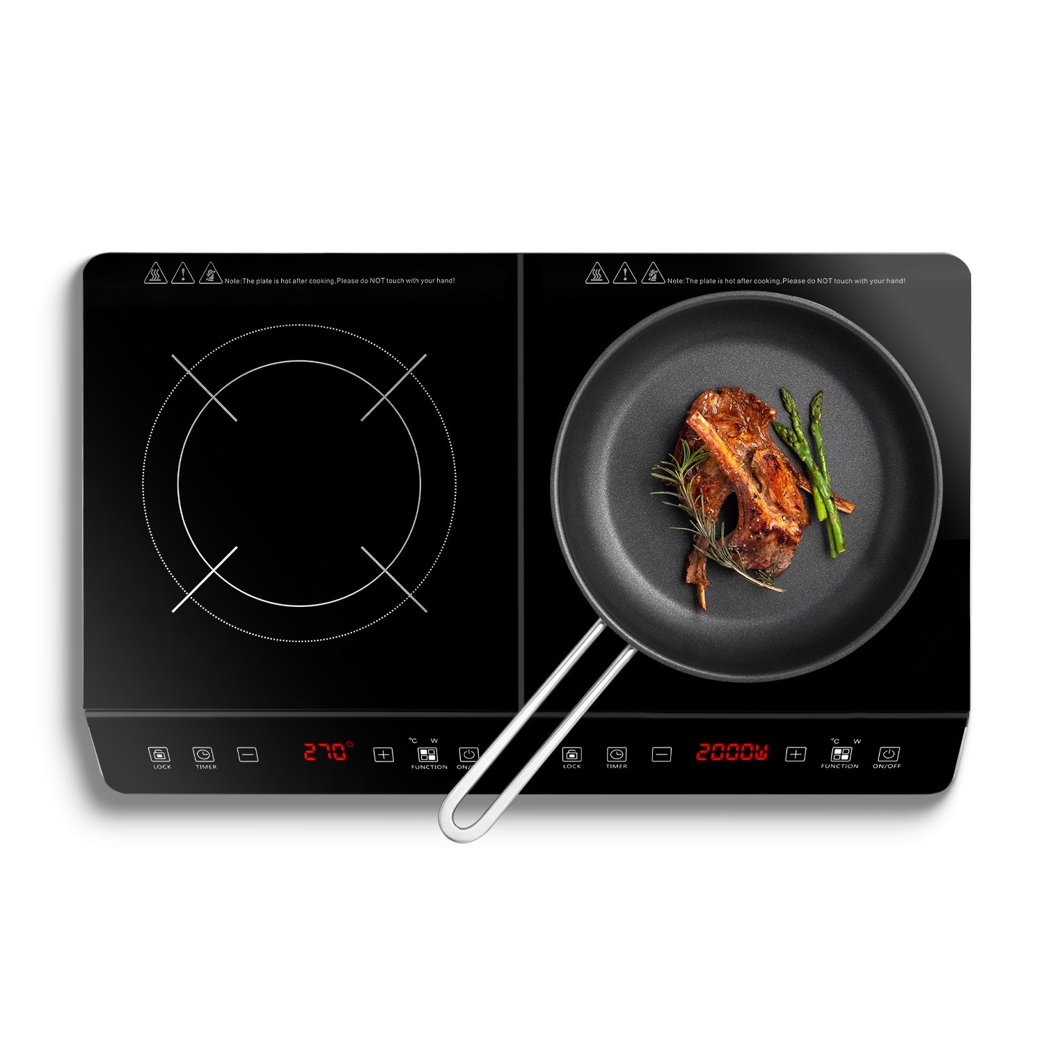 4000W Induction Cooktop Countertop Dual Cooker Burner Stove Hot Plate 9 Power