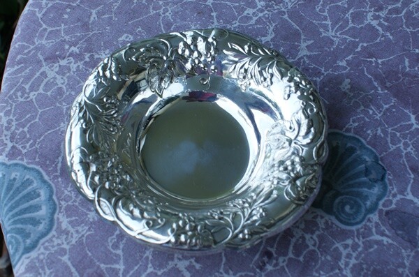 Vintage Silver Grape Vine Candy Bowl 6 1/2 Embossed