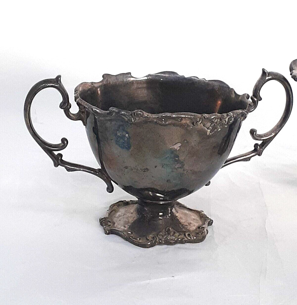Vintage Poole Silver Co Victorian Style Sugar Bowl & Creamer Silverplate