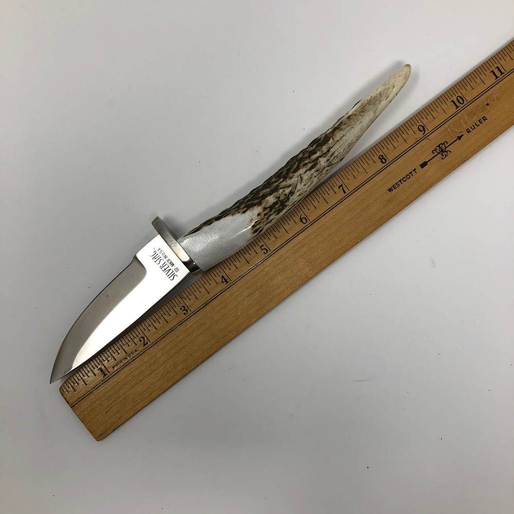 Silver Stag Knife D2 Point Series Sharp Forest Stag Handle MIB Fixed SF3.75PT