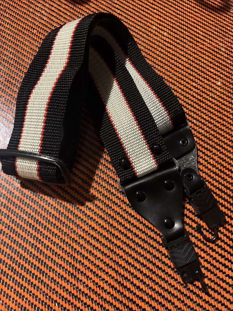 VTG 70s Camera Strap Black Red White Striped Nylon