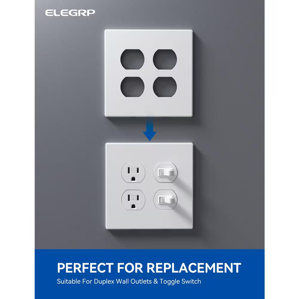 4-Gang White Duplex Outlet Plastic Wall Plate (10-Pack)
