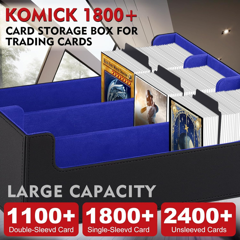 1800+ Card Deck Case – PU Leather MTG Storage Box Microfiber Lined Yugioh Struct