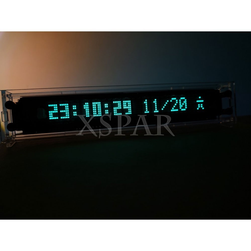 VFD Clock Flip Clock Timing Reminder Brightness Adjustment w/Transparent Acrylic