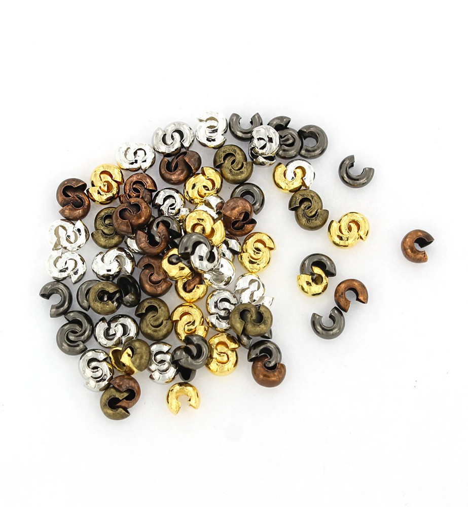 50 Crimp Bead Covers Assorted Finishes 4mm - FD374
