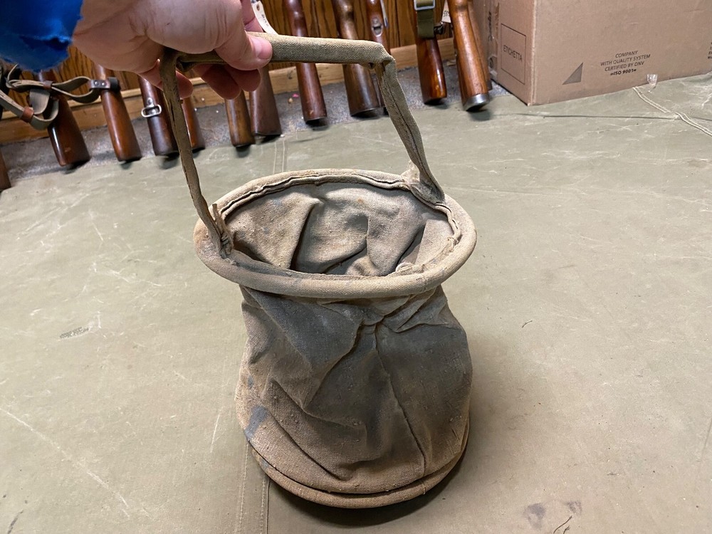 ORIGINAL WWI WWII US ARMY M1910 WATER COLLAPSIBLE FOLDING BUCKET-DATED 1918