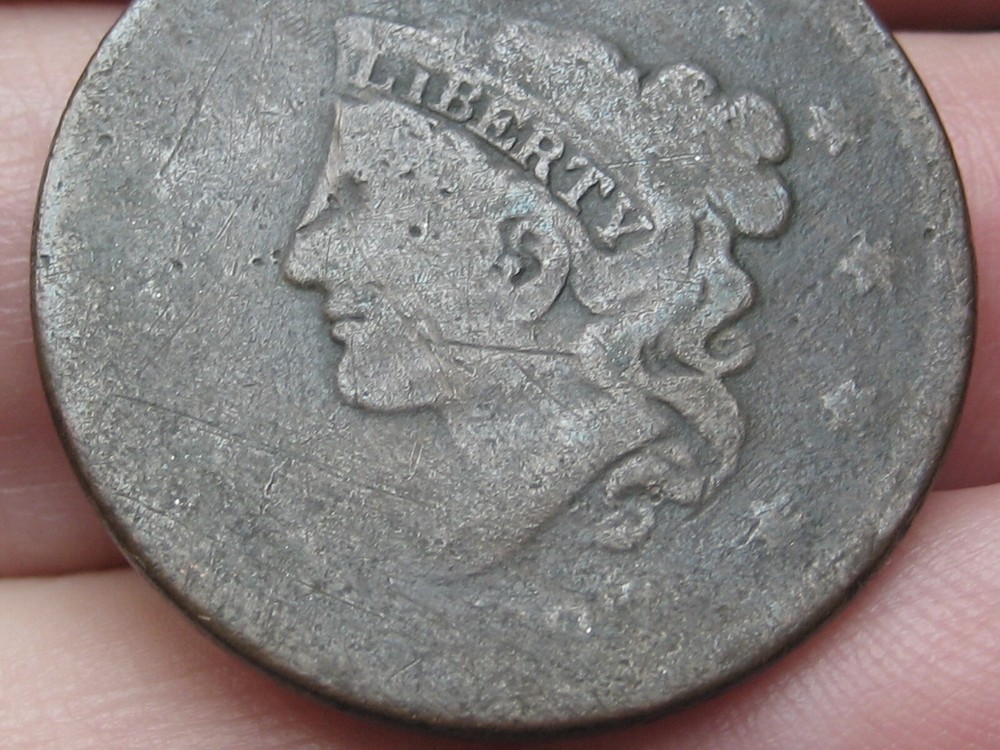 1837 Matron Head Large Cent- About Good Details, Plain Cord, Medium Letters