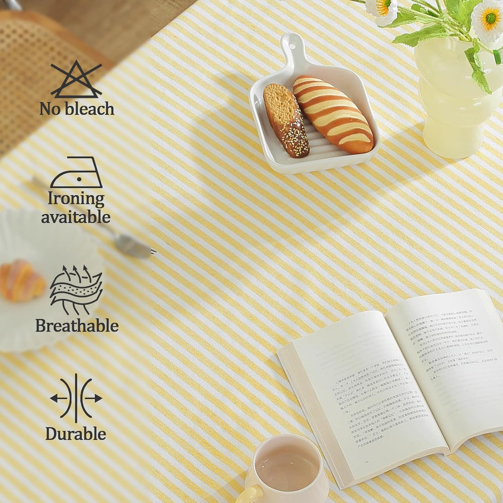 Striped Tablecloth Rectangle Tablecloths Cotton Blend Table Cloth Washable Table