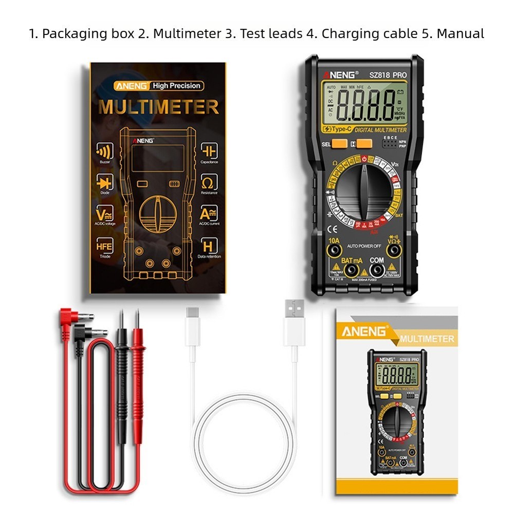 SZ818 PRO Digital Multimeter with Precise AC DC Voltage and Current Measurement