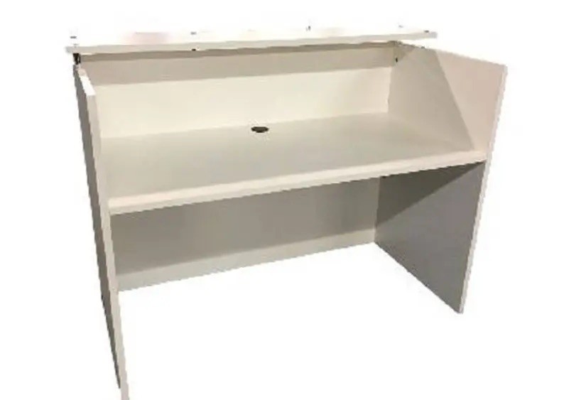 Rectangular White Reception Desk with Black Front Panel Modern Office Furniture