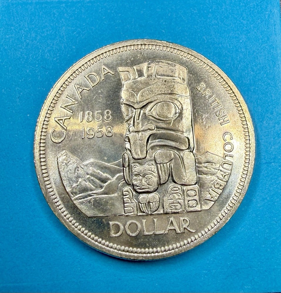 1958 Canada Silver Dollar Death Dollar Brilliant Uncirculated
