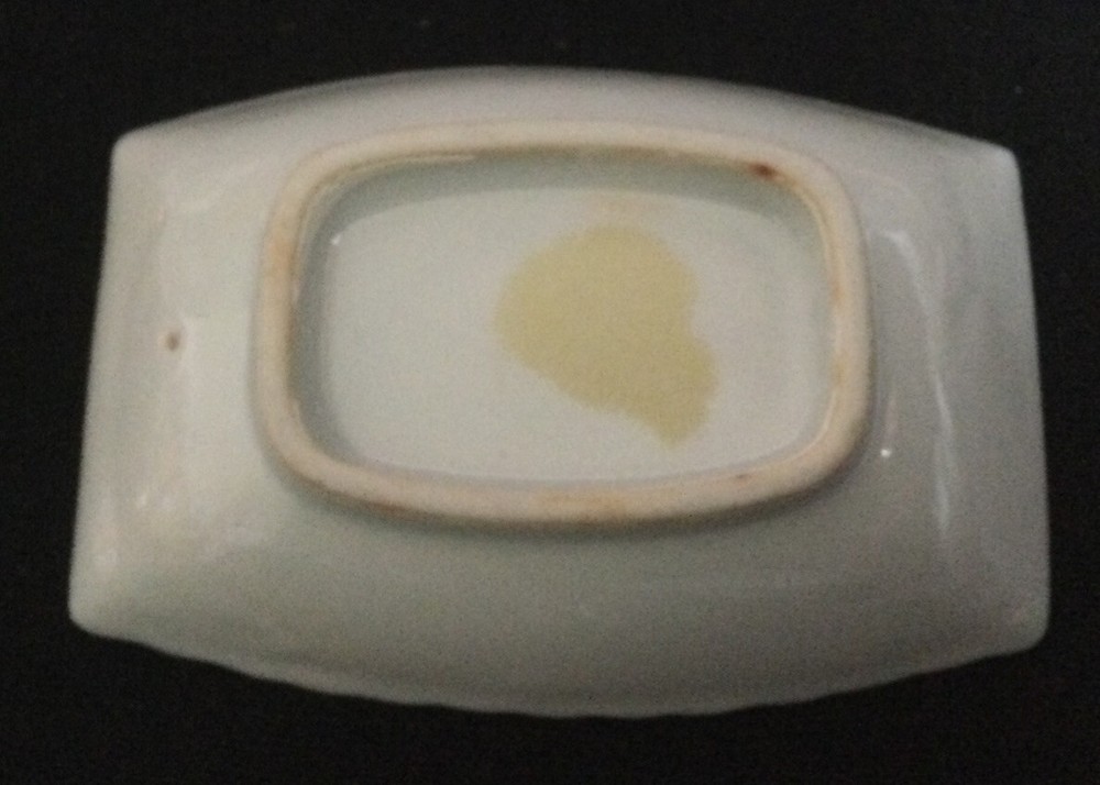 Rectangular White Open Salt Cellar w/Painted Edges - 3 1/4" x 2 1/4"