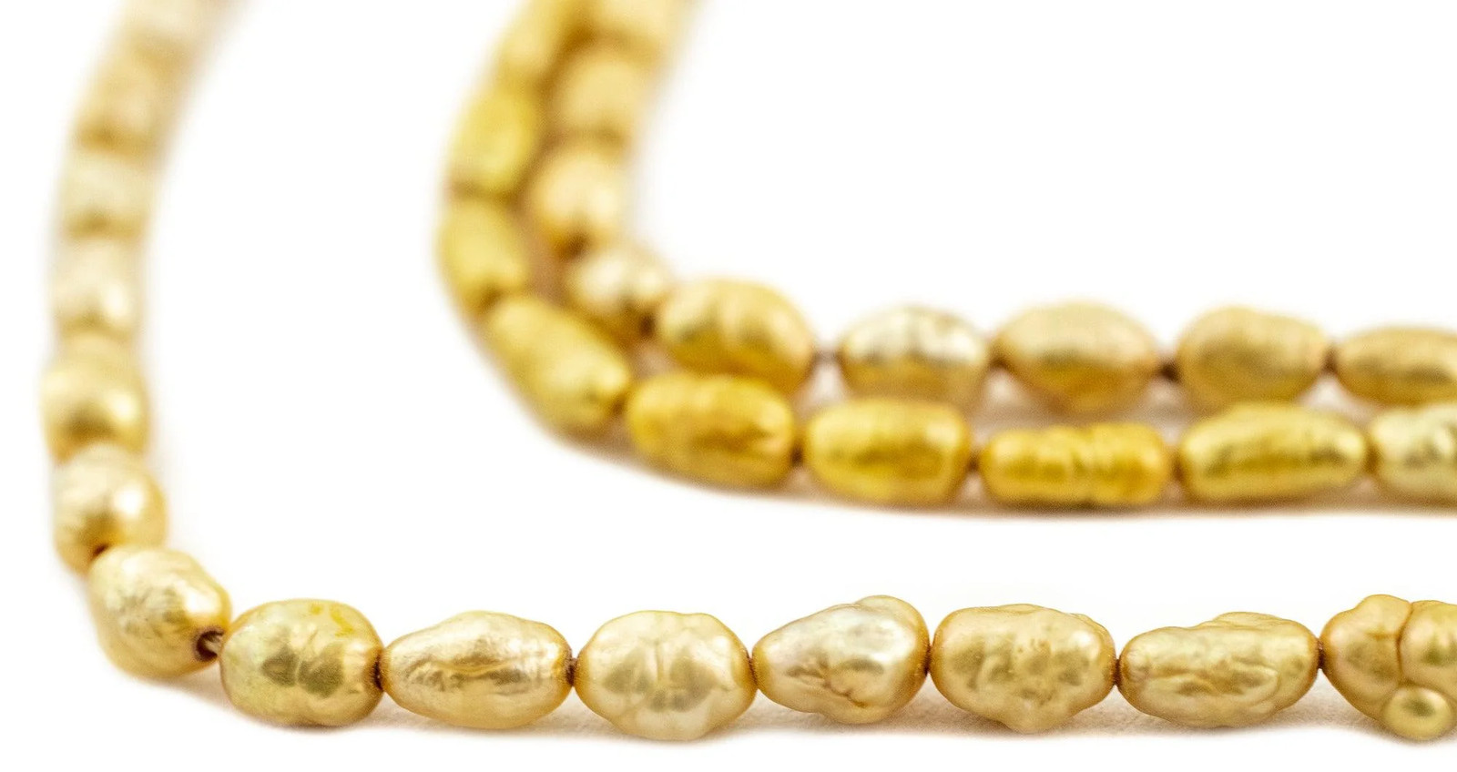 Gold Vintage Japanese Rice Pearl Beads 3mm Oval 16 Inch Strand