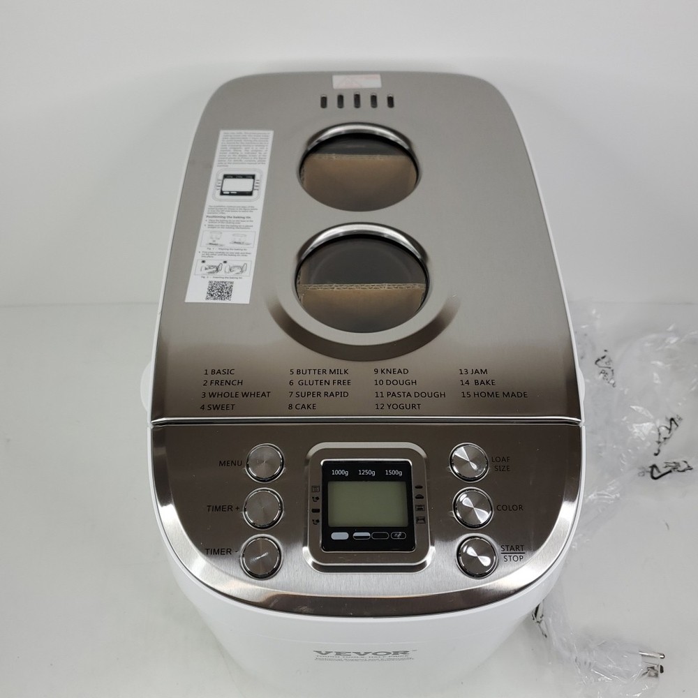 Vevor Bread Maker 15in1 3LB Dough Machine Nonstick Ceramic Pan Auto - BM8902-A