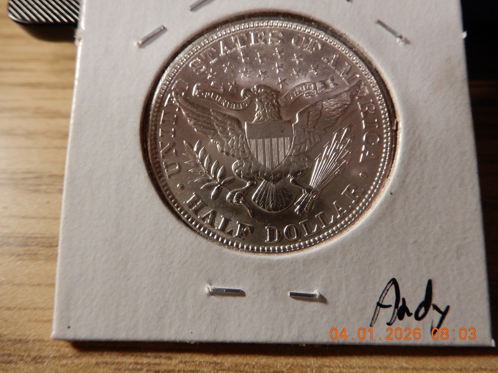 1907 P AU BARBER HALF DOLLAR