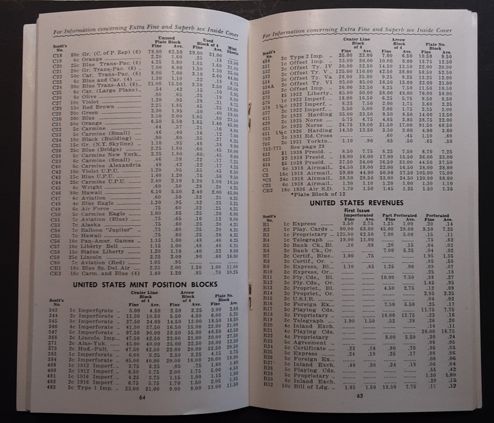 Vintage Stamps Price List The Bookman Co. Fall 1960 - 1961