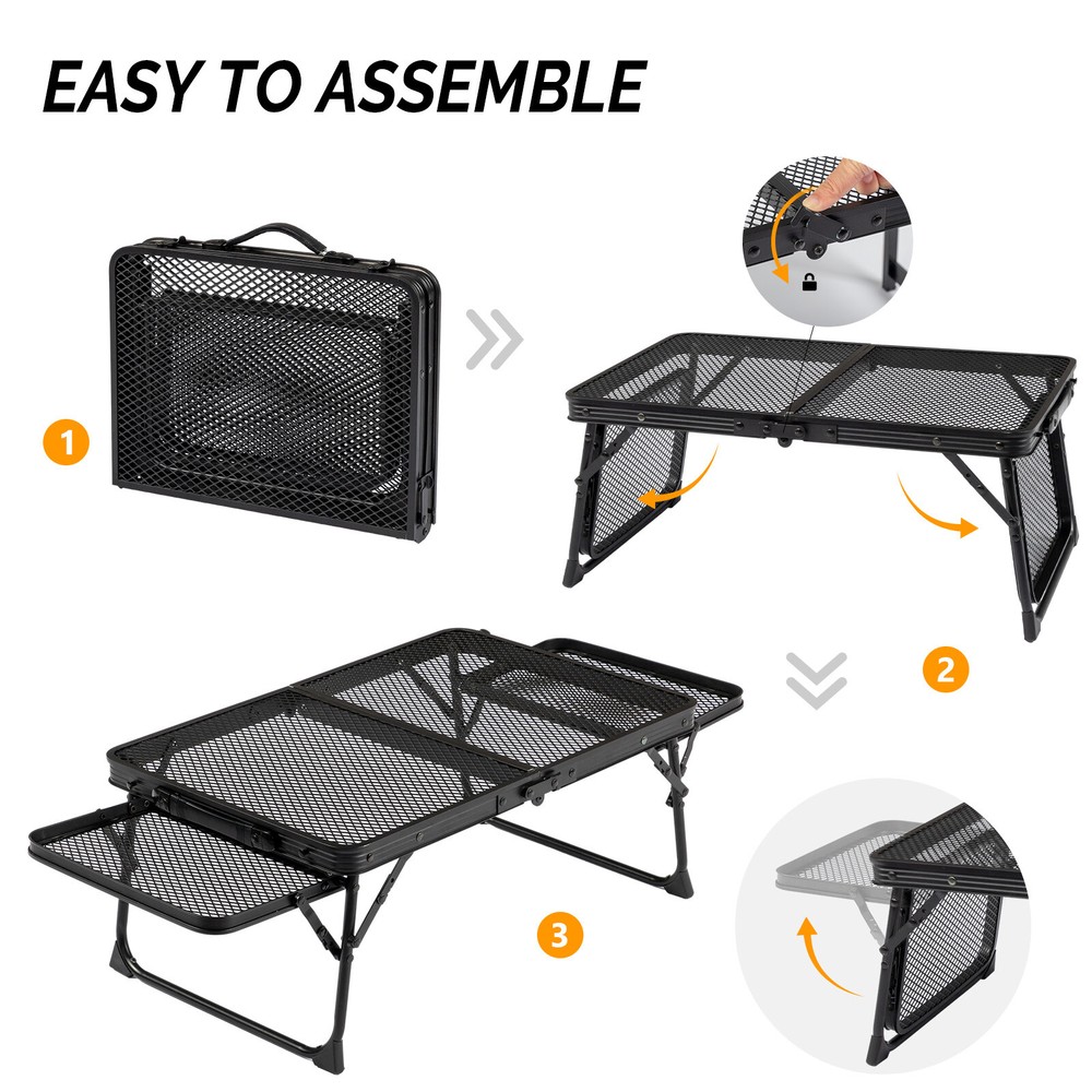 Camping Table Grill Table Folding Tables Mesh Top Portable Grill Table Black