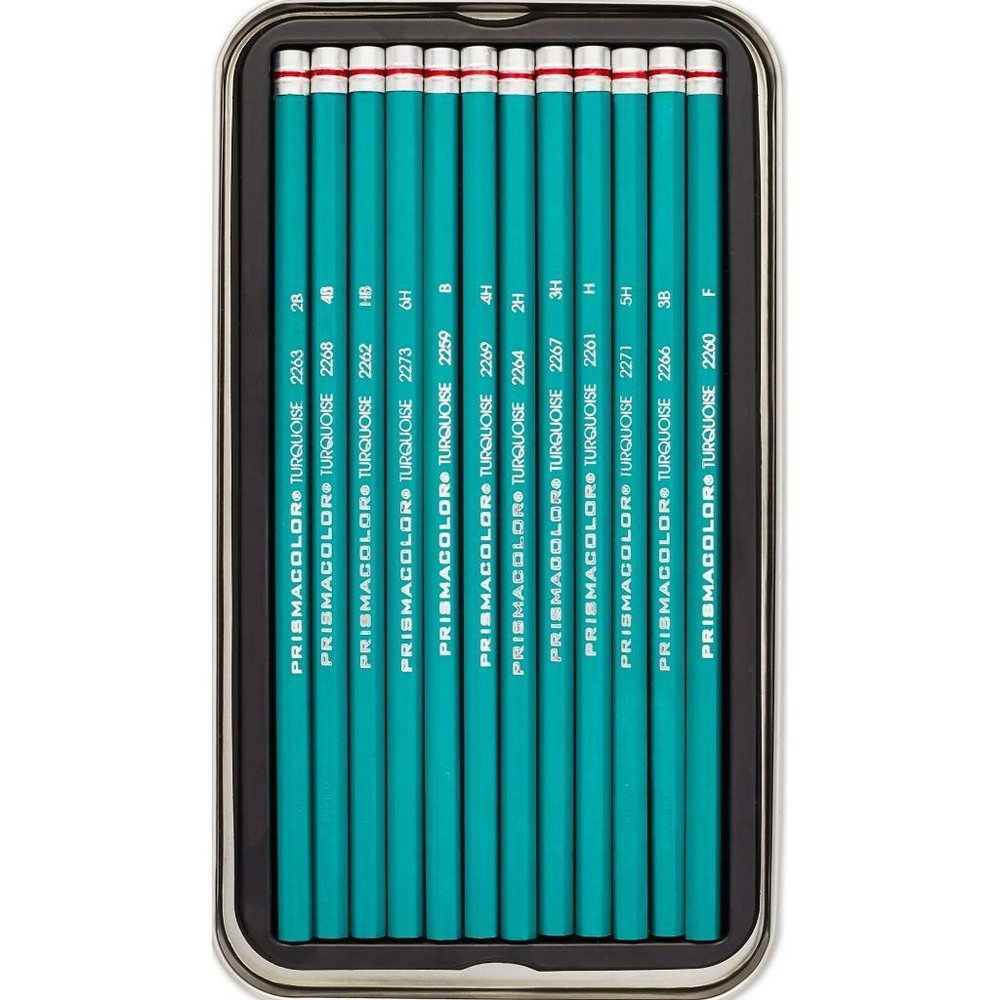 Prismacolor Turquoise Drawing Sketching Pencil Set - Medium Graphite - 12 Set