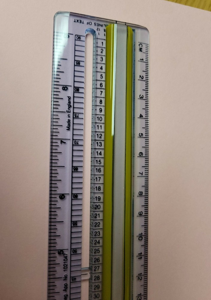 HELIX 9" Computer Printout & Word Processor Ruler w Highlighter & Magnification