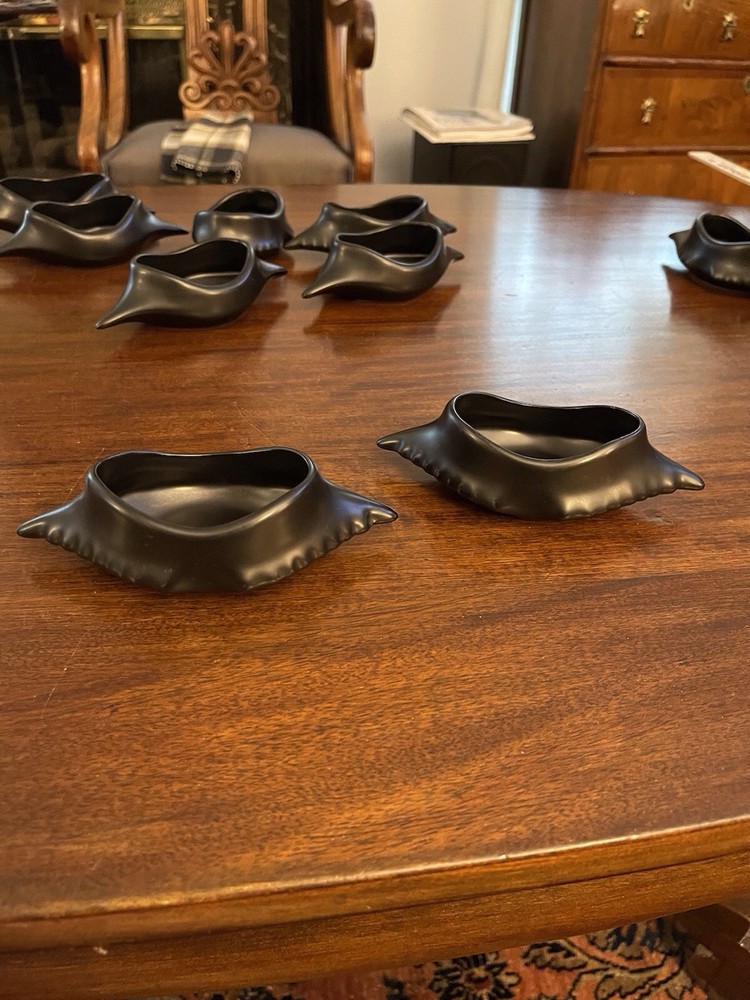 TenVintage Hall Ceramic Black Deviled Crab Dish, Elegant Appetizer Serving Dish￼