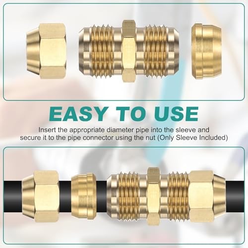 OD Tube Compression Sleeves Ferrules, 16 Pack Brass Ferrule Compression 8 mm