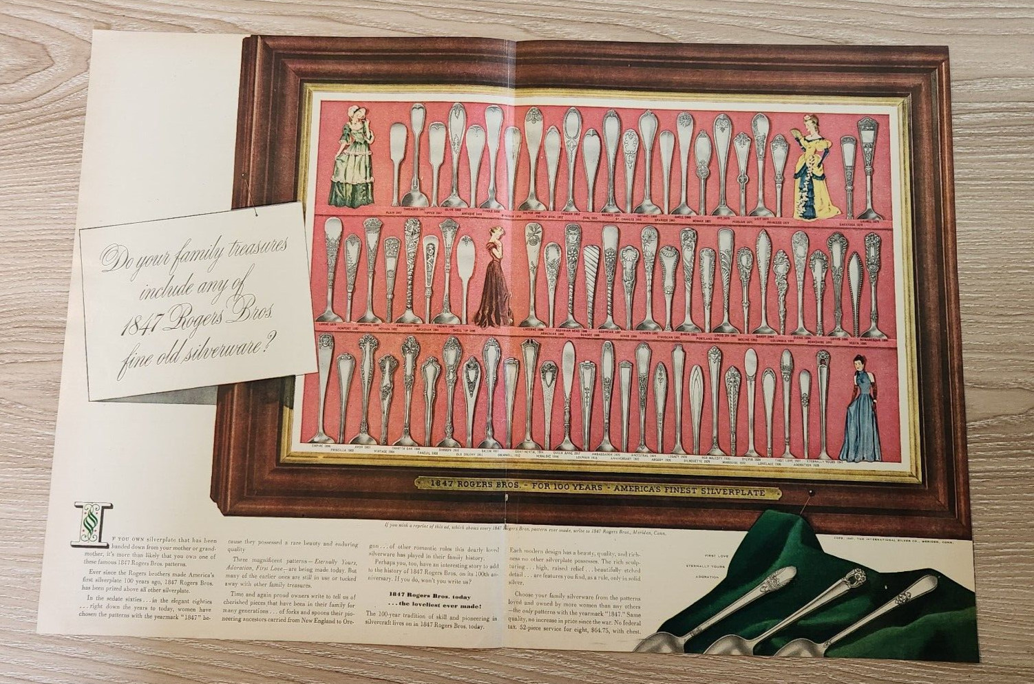 1947 Rogers Bros 1847 Silverplate Vintage Ad do your family treasures