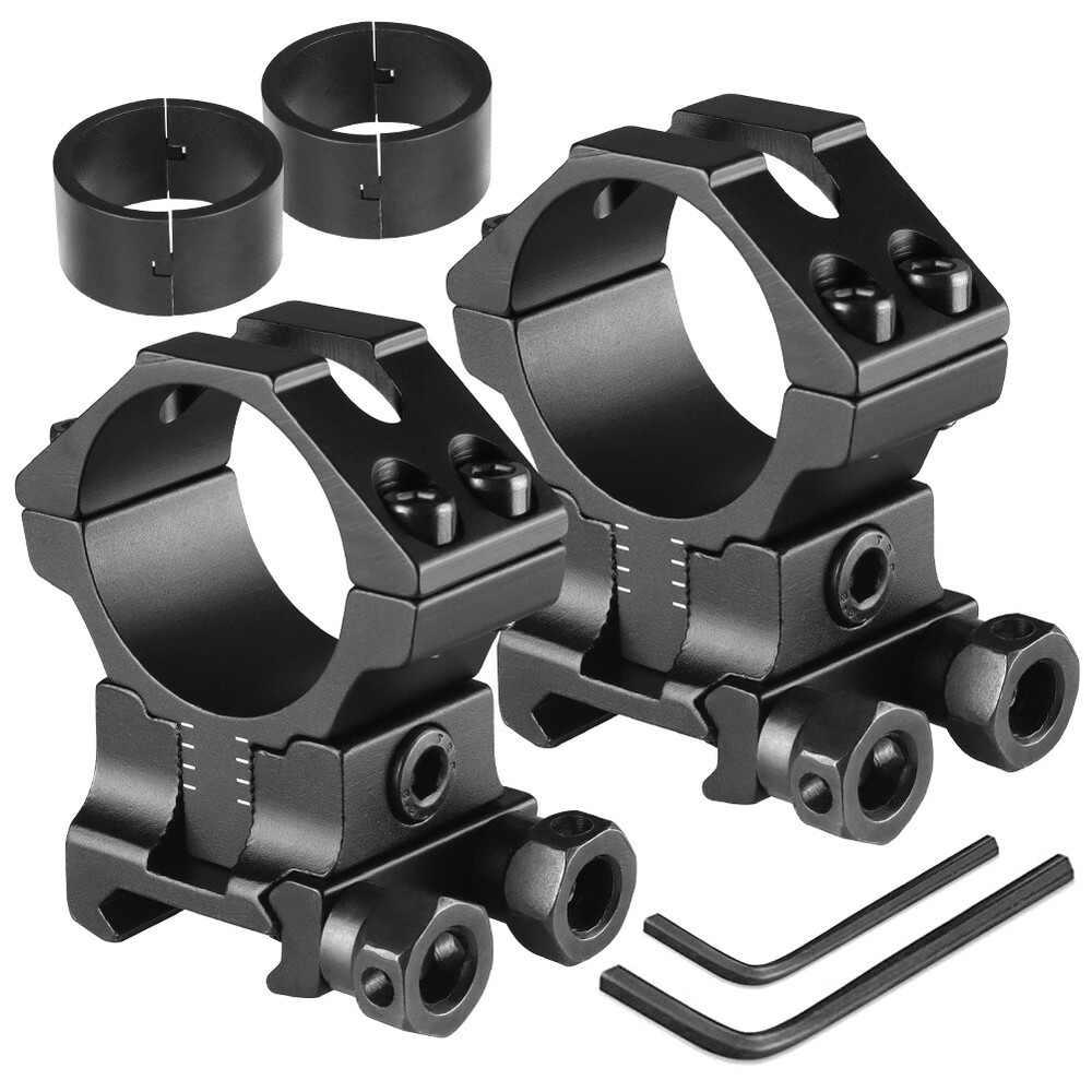 2Pcs Precision Adjustable Height Dovetail Scope Rings 25.4mm/30mm Base Mount