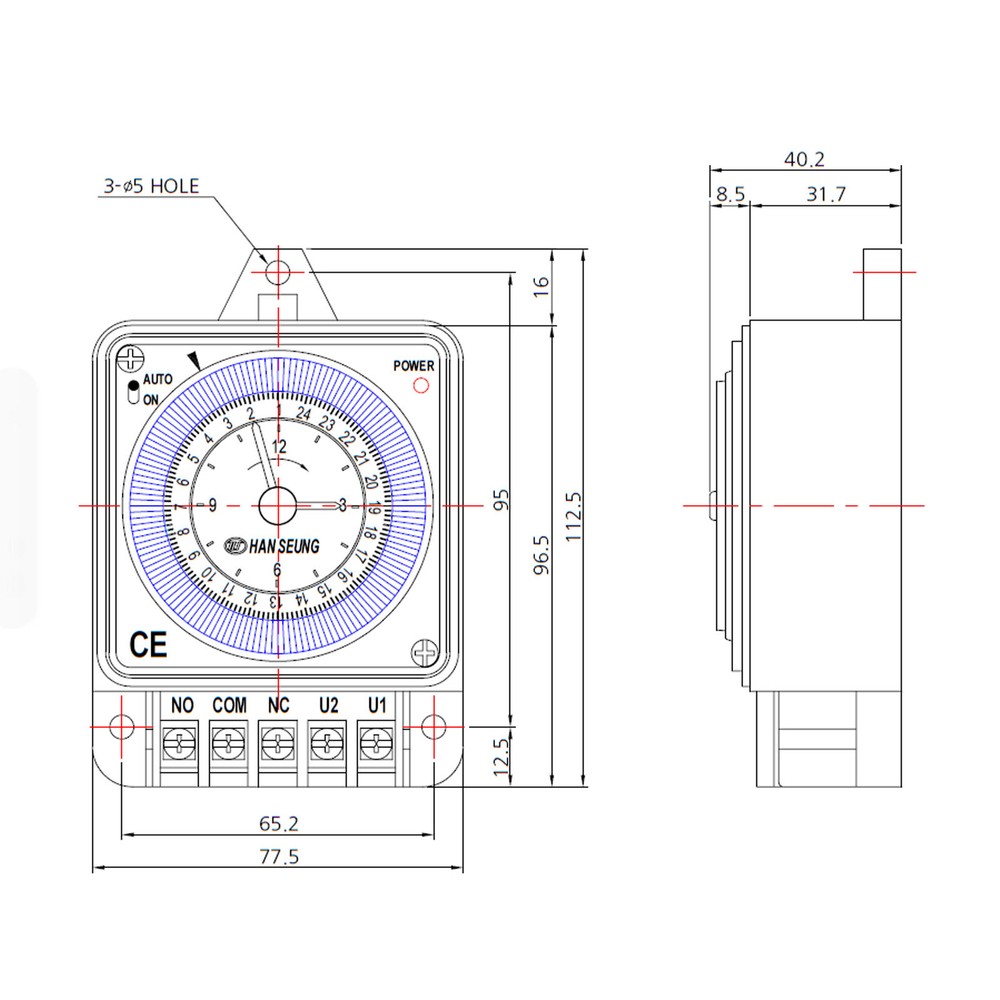 HTS-24B Surface-mounted Contact Output Type Analog Time Switch