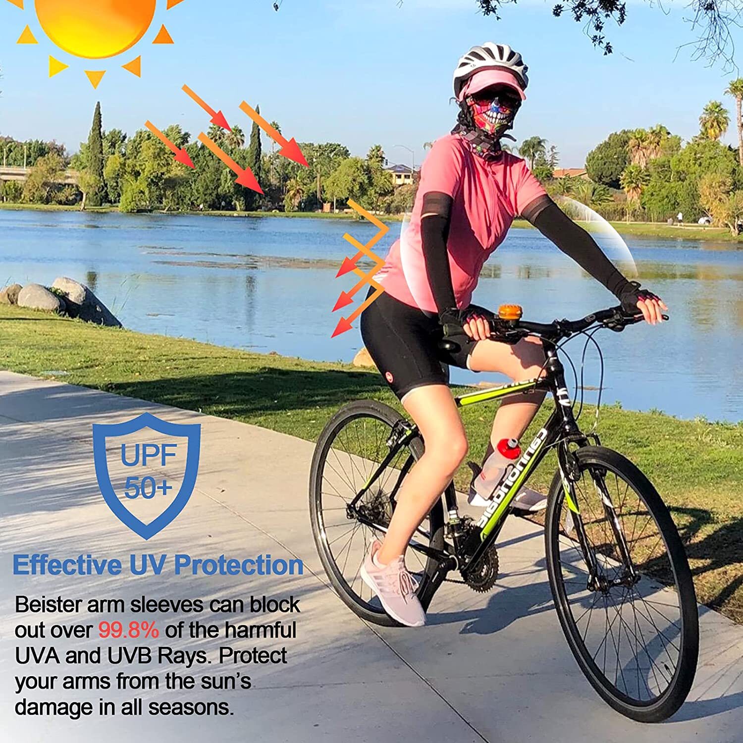 UV Sun Protection Arm Sleeves Tattoo Cover Up - UPF 50 Sports Cooling Sleeves US