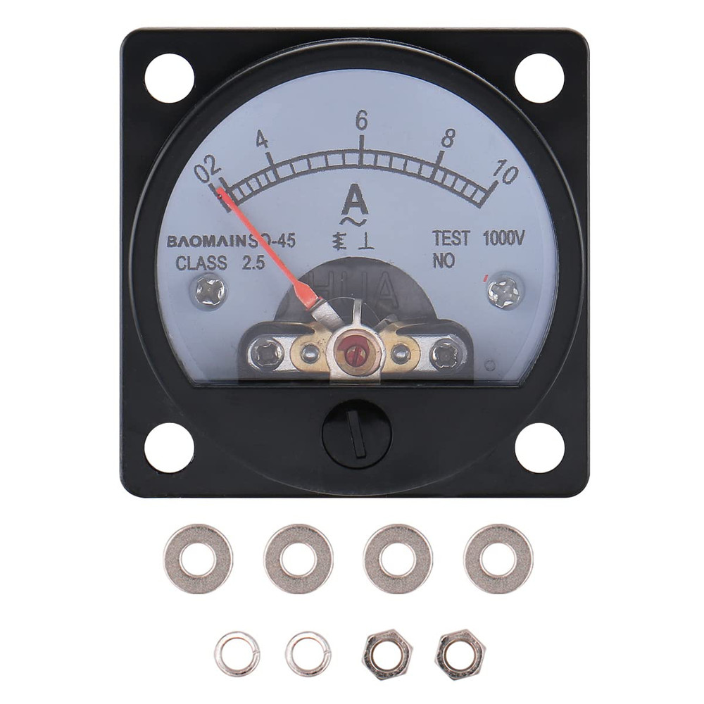 Ammeter AC 0-10A round Analog Panel Meter Class 2.5 Accuracy Black SO-45