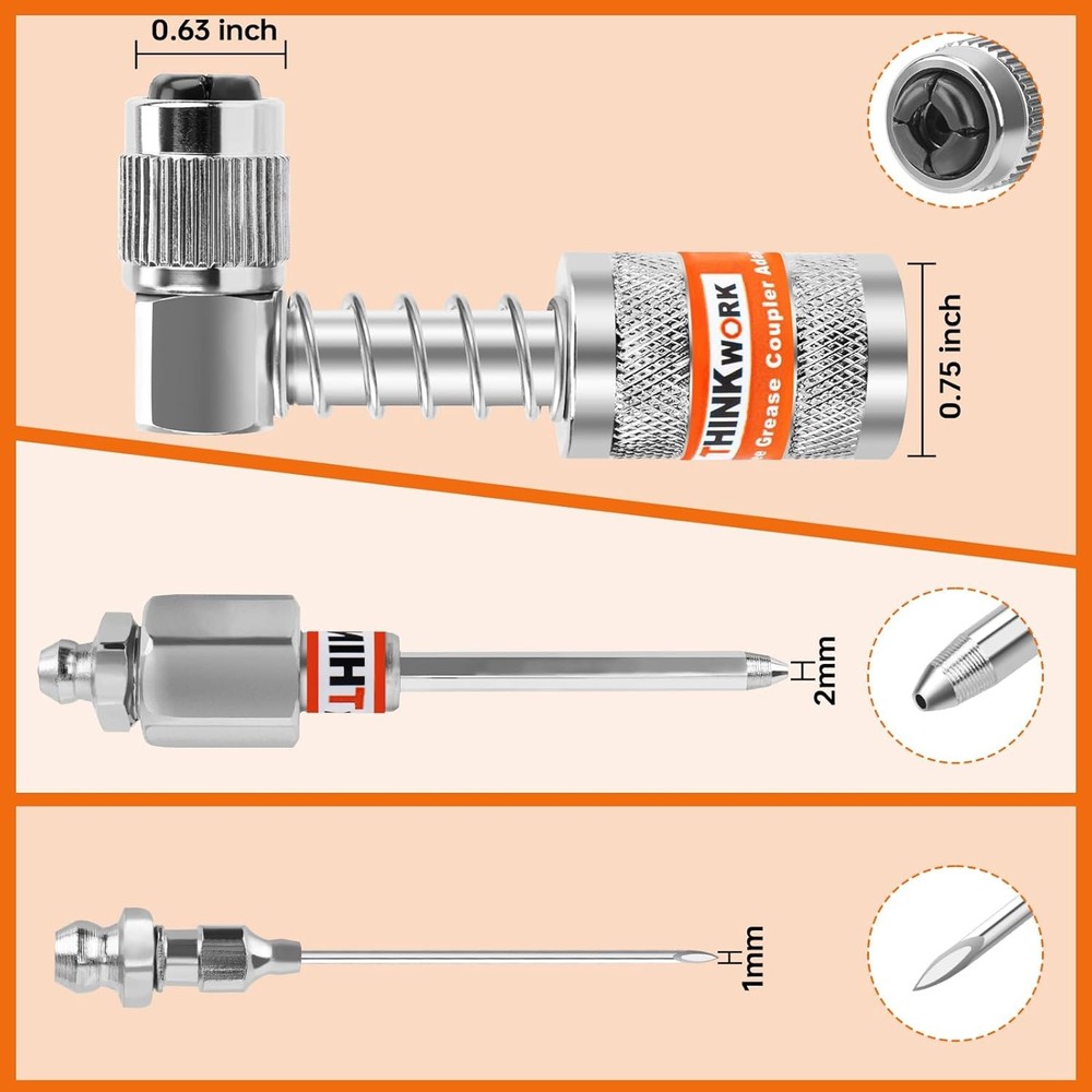 THINKWORK 4PC Quick Connect Greasing Accessory Kit, Grease Gun Couplers with 90