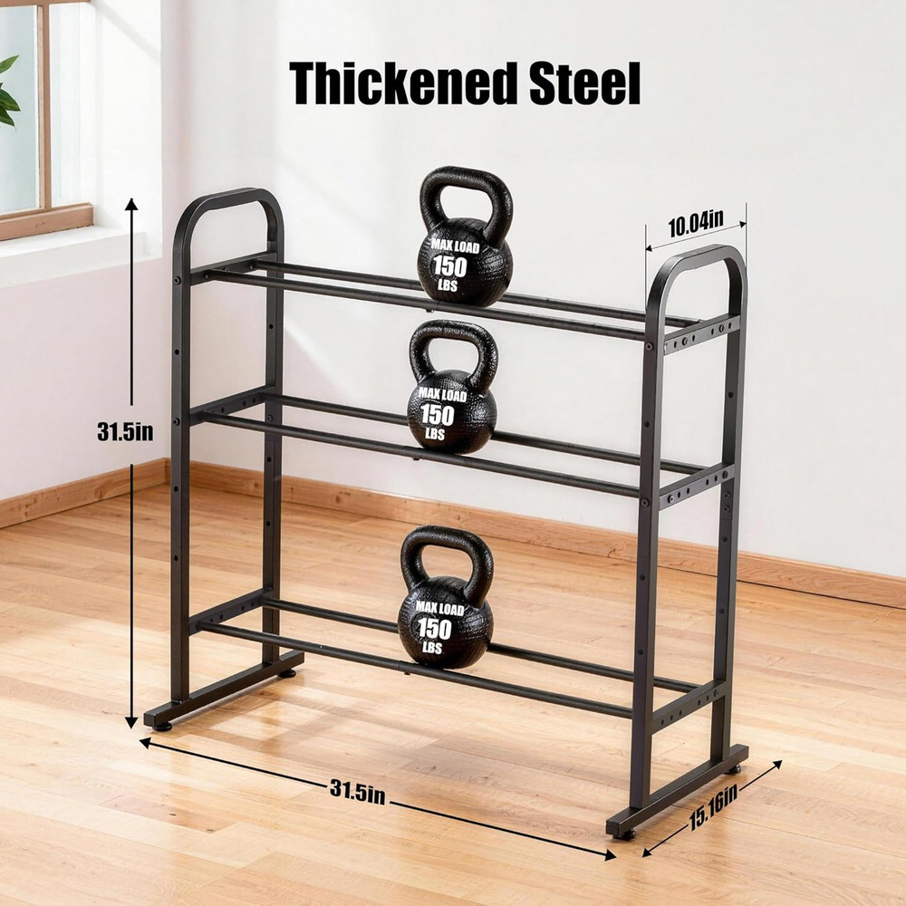 3-Tier Adjustable Dumbbell Rack, Holds 450 Lbs Total, Multi-Purpose Storage Stan