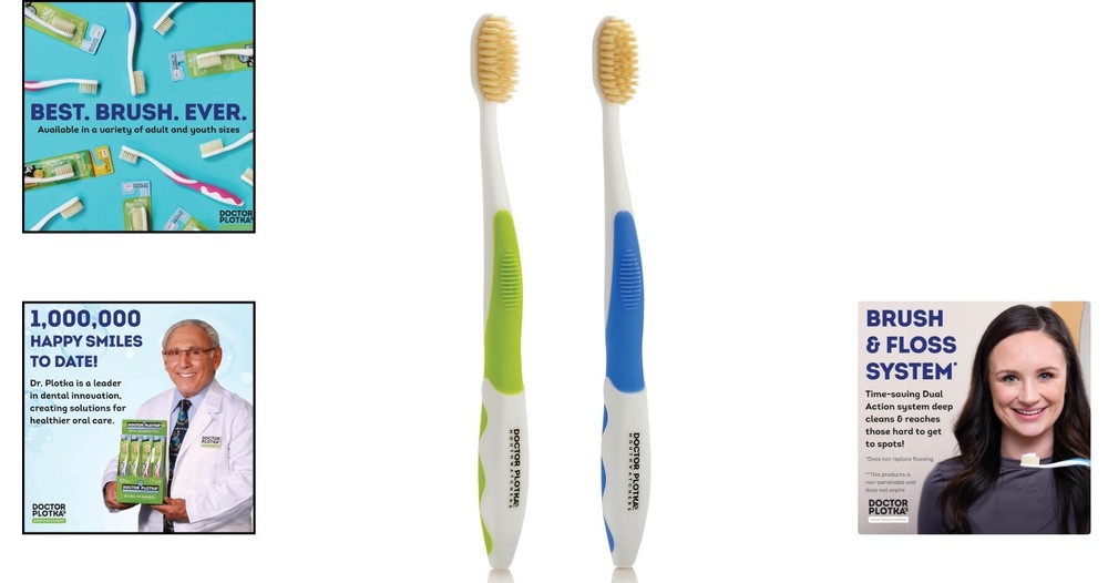 Dr. Plotka's Eco-Friendly Soft Flossing Toothbrush Set - 2 Pack for Adults