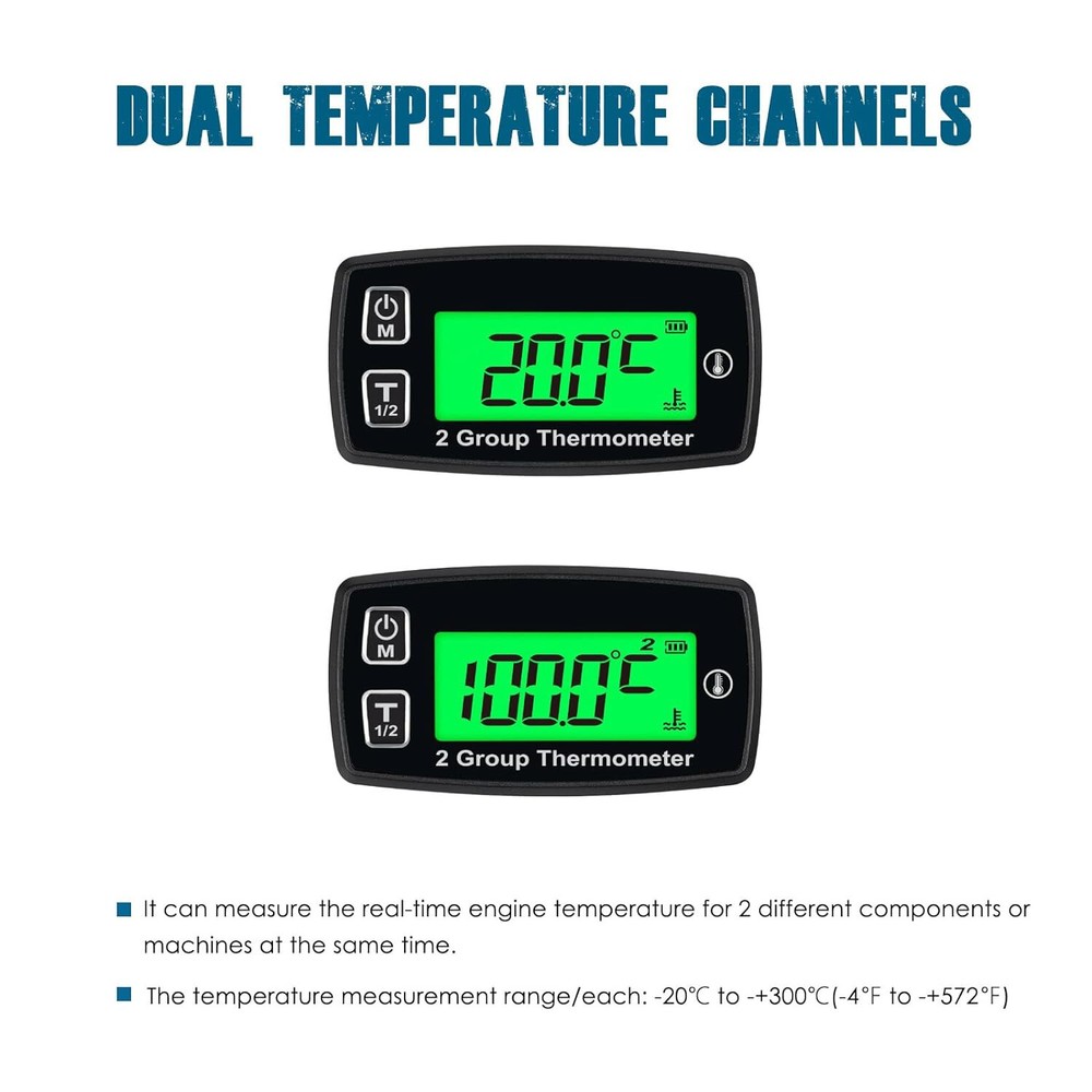 Digital Engine Temp meter Thermometer Backlight for Tractor ATV UTV Snowmobile