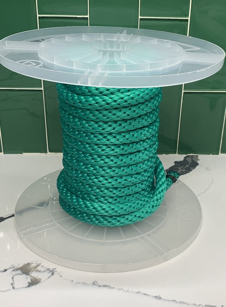 5/8in Green Solid Braid Polypropylene Rope Working Load Limit 325lbs. 37ft
