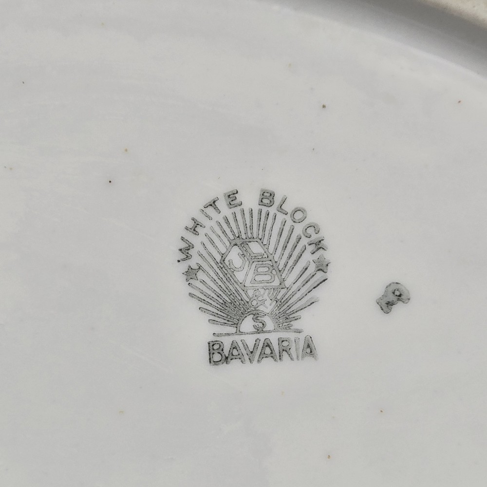 Vintage Bavaria White Block Rectangle Oval Serving Bowl Flower Pattern