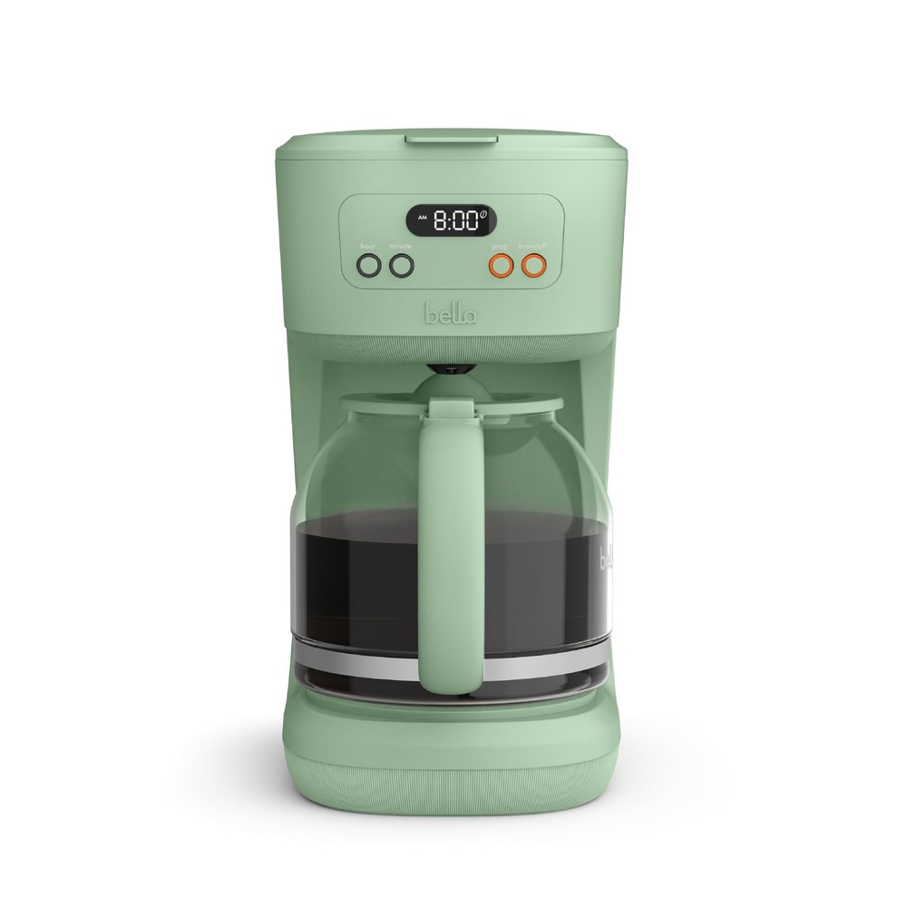 bella 12 Cup Programmable Coffee Marker, Reusable Dishwasher 12 cup, Seaglass