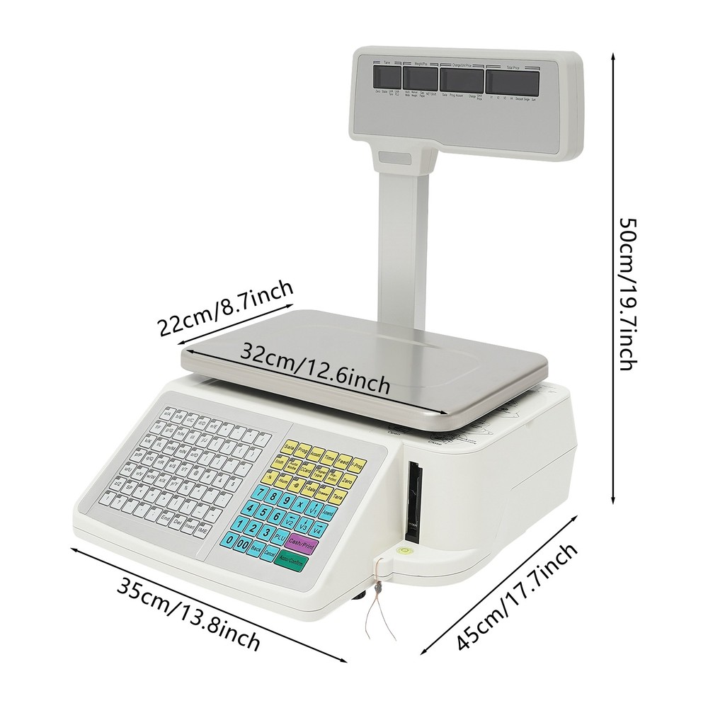 White Electronic Price Computing Scale Four-window Label Thermal Printer Scale