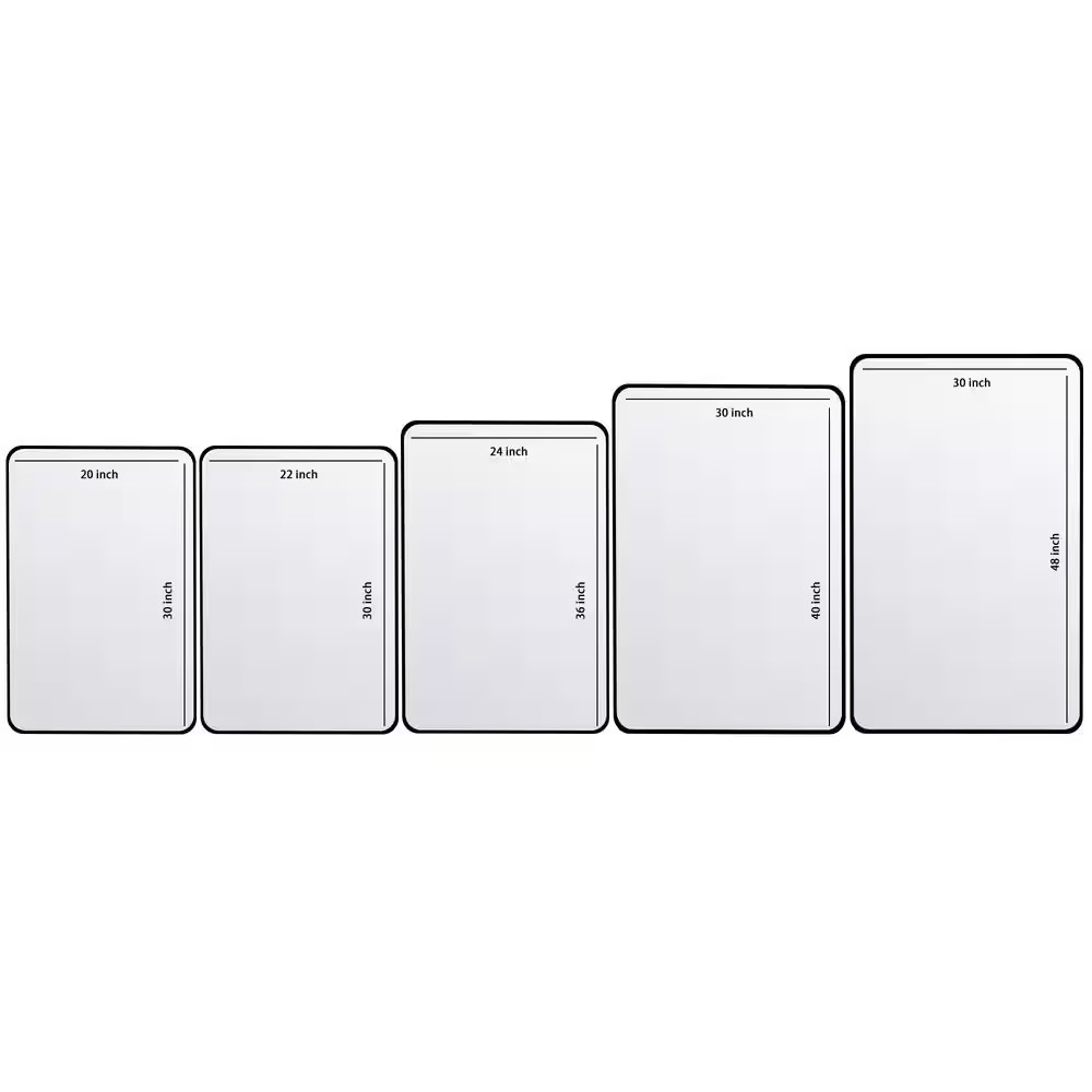 30 In. W X 40. 2 In. H Rectangular Aluminum Frame Square Black Wall Mirror